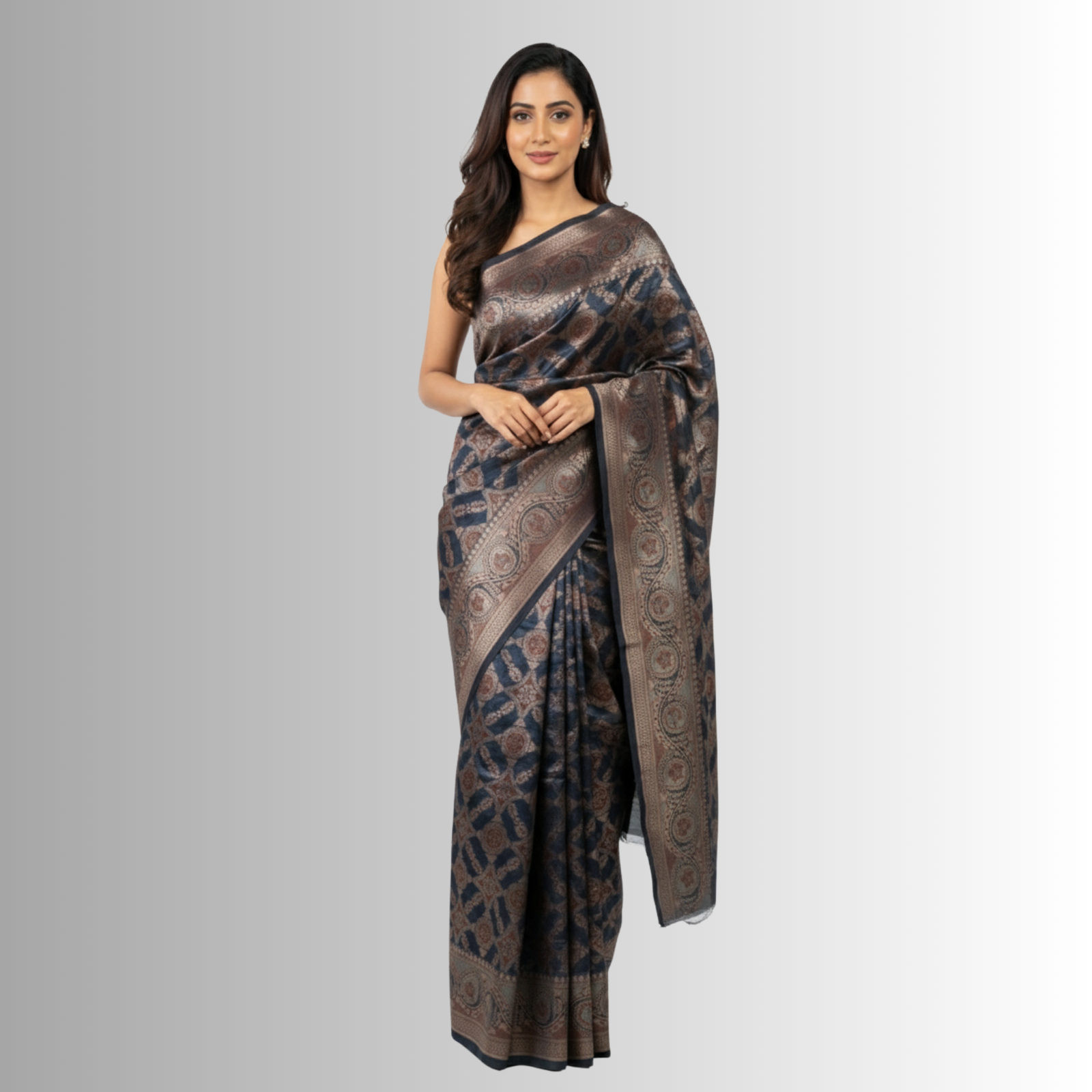 Benares Bloom Dark Green Saree by Hetraa