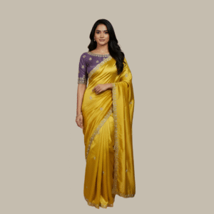 Sunehri Kesar Zari Satin