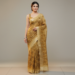 Mustard Gold with All-Over Floral Pattern