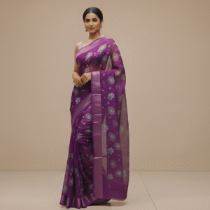 Regal Purple with floral Motifs Georgette