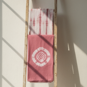 White Shibori Pink tie-dye Cotton Saree