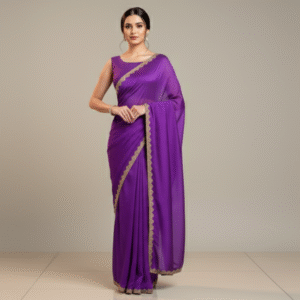 Violet (bright purple) with a Golden Lace Border Satin